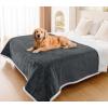 imageSmiry Waterproof Blanket Throw for Large Dogs Soft Reversible Dog Blanket for Sofa Couch Bed Washable Leakproof Sherpa Fleece Furniture Couch Cover Protector50quotx60quot GreyWhiteDark GreyWhite