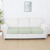 imageSmiry Waterproof Couch Cushion Covers Stretch Jacquard Thick Sofa Cushion Covers Washable Seat Slipcover Elastic Furniture Protector for Pets Kid 3PC GreyGreen