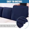 imageSmiry Waterproof Couch Cushion Covers Stretch Jacquard Thick Sofa Cushion Covers Washable Seat Slipcover Elastic Furniture Protector for Pets Kid 3PC GreyNavy