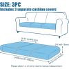 imageSmiry Waterproof Couch Cushion Covers Stretch Jacquard Thick Sofa Cushion Covers Washable Seat Slipcover Elastic Furniture Protector for Pets Kid 3PC GreyBeige