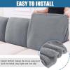 imageSmiry Waterproof Couch Cushion Covers Stretch Jacquard Thick Sofa Cushion Covers Washable Seat Slipcover Elastic Furniture Protector for Pets Kid 3PC GreyLight Grey