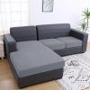 imageSmiry Waterproof Couch Cushion Covers Stretch Jacquard Thick Sofa Cushion Covers Washable Seat Slipcover Elastic Furniture Protector for Pets Kid 3PC GreyLight Grey