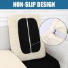 imageSmiry Waterproof Couch Cushion Covers Stretch Jacquard Thick Sofa Cushion Covers Washable Seat Slipcover Elastic Furniture Protector for Pets Kid 3PC GreyBeige