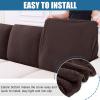 imageSmiry Waterproof Couch Cushion Covers Stretch Jacquard Thick Sofa Cushion Covers Washable Seat Slipcover Elastic Furniture Protector for Pets Kid 3PC GreyChocolate