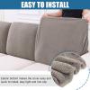 imageSmiry Waterproof Couch Cushion Covers Stretch Jacquard Thick Sofa Cushion Covers Washable Seat Slipcover Elastic Furniture Protector for Pets Kid 3PC GreyTaupe