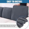 imageSmiry Waterproof Couch Cushion Covers Stretch Jacquard Thick Sofa Cushion Covers Washable Seat Slipcover Elastic Furniture Protector for Pets Kid 3PC GreyGrey