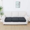 imageSmiry Waterproof Couch Cushion Covers Stretch Jacquard Thick Sofa Cushion Covers Washable Seat Slipcover Elastic Furniture Protector for Pets Kid 3PC GreyDark Grey