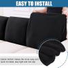 imageSmiry Waterproof Couch Cushion Covers Stretch Jacquard Thick Sofa Cushion Covers Washable Seat Slipcover Elastic Furniture Protector for Pets Kid 3PC GreyBlack