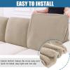 imageSmiry Waterproof Couch Cushion Covers Stretch Jacquard Thick Sofa Cushion Covers Washable Seat Slipcover Elastic Furniture Protector for Pets Kid 3PC GreyCamel