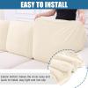 imageSmiry Waterproof Couch Cushion Covers Stretch Jacquard Thick Sofa Cushion Covers Washable Seat Slipcover Elastic Furniture Protector for Pets Kid 3PC GreyBeige