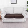 imageSmiry Waterproof Couch Cushion Covers Stretch Jacquard Thick Sofa Cushion Covers Washable Seat Slipcover Elastic Furniture Protector for Pets Kid 3PC GreyChocolate