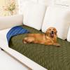 imageSmiry Waterproof Dog Bed Cover Blanket Soft Reversible Pet Blanket Washable Leakproof Cats Dogs Couch Cover for Sofa Couch Furniture 40x50 Inch GreenNavyGreenNavy