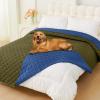 imageSmiry Waterproof Dog Bed Cover Blanket Soft Reversible Pet Blanket Washable Leakproof Cats Dogs Couch Cover for Sofa Couch Furniture 40x50 Inch GreenNavyGreenNavy