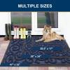 imageSmiry Welcome Door Mat Outside Entrance Heavy Duty Trap Dirt and Moisture Easy Clean Low Profile Patio Porch Indoor Outdoor Front Doormat for Entry 295x17 Inch BlackWelcomeNavy BlueWelcome