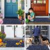 imageSmiry Welcome Door Mat Outside Entrance Heavy Duty Trap Dirt and Moisture Easy Clean Low Profile Patio Porch Indoor Outdoor Front Doormat for Entry 295x17 Inch BlackWelcomeNavy BlueWelcome