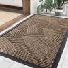 imageSmiry Welcome Door Mat Outside Entrance Heavy Duty Trap Dirt and Moisture Easy Clean Low Profile Patio Porch Indoor Outdoor Front Doormat for Entry 295x17 Inch BlackWelcomeBrownGeometric