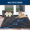 imageSmiry Welcome Door Mat Outside Entrance Heavy Duty Trap Dirt and Moisture Easy Clean Low Profile Patio Porch Indoor Outdoor Front Doormat for Entry 295x17 Inch BlackWelcomeGreyGeometric