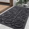 imageSmiry Welcome Door Mat Outside Entrance Heavy Duty Trap Dirt and Moisture Easy Clean Low Profile Patio Porch Indoor Outdoor Front Doormat for Entry 295x17 Inch BlackWelcomeGreyWelcome