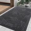 imageSmiry Welcome Door Mat Outside Entrance Heavy Duty Trap Dirt and Moisture Easy Clean Low Profile Patio Porch Indoor Outdoor Front Doormat for Entry 295x17 Inch BlackWelcomeGreyGeometric