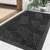 imageSmiry Welcome Door Mat Outside Entrance Heavy Duty Trap Dirt and Moisture Easy Clean Low Profile Patio Porch Indoor Outdoor Front Doormat for Entry 295x17 Inch BlackWelcomeBlackGeometric