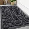 imageSmiry Welcome Door Mat Outside Entrance Heavy Duty Trap Dirt and Moisture Easy Clean Low Profile Patio Porch Indoor Outdoor Front Doormat for Entry 295x17 Inch BlackWelcomeGreyWelcome