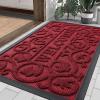 imageSmiry Welcome Door Mat Outside Entrance Heavy Duty Trap Dirt and Moisture Easy Clean Low Profile Patio Porch Indoor Outdoor Front Doormat for Entry 295x17 Inch BlackWelcomeBurgundyWelcome
