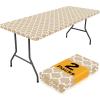 imageSmiry 2 Pack Rectangle Table Cloth 6 Foot Waterproof Elastic Fitted Tablecloths Windproof Washable Polyester Table Cover for Picnic Camping Outdoor Grey 30quotx72quotKhaki