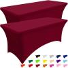 imageSmiry 2 Pack Spandex Table Cloth 6FT Elastic Fitted Stretch Tablecloths Washable and Wrinkle Free Rectangular Patio Table Cover for Outdoor Wedding Banquet ampamp Parties Navy 72Lx30Wx30H InchWine Red