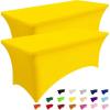 imageSmiry 2 Pack Spandex Table Cloth 6FT Elastic Fitted Stretch Tablecloths Washable and Wrinkle Free Rectangular Patio Table Cover for Outdoor Wedding Banquet ampamp Parties Navy 72Lx30Wx30H InchYellow