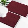 imageSmiry Bathroom Rugs Set 2 Piece Soft Absorbent Chenille Bath Mat and UShaped Toilet Rug Set Non Slip Shaggy Bath Carpet for Tub Shower and Floor 30x2024x20 BlackBurgundy