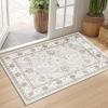 imageSmiry Floral Area Rug 5x7 Feet Vintage Print Pattern Machine Washable NonSlip Floor Carpet Low Pile Throw Rugs for Living Room Bedroom Dining Room Laundry Indoor Home Decor BeigeBeige