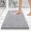 imageSmiry Luxury Chenille Bathroom Rugs 24x16 Extra Soft and Absorbent Shaggy Bath Mat Machine Washable NonSlip Plush Carpet Runner for Tub Shower and Floor Home Decor Accessories Light Grey