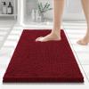 imageSmiry Luxury Chenille Bathroom Rugs 24x16 Extra Soft and Absorbent Shaggy Bath Mat Machine Washable NonSlip Plush Carpet Runner for Tub Shower and Floor Home Decor Accessories Red