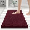 imageSmiry Luxury Chenille Bathroom Rugs 24x16 Extra Soft and Absorbent Shaggy Bath Mat Machine Washable NonSlip Plush Carpet Runner for Tub Shower and Floor Home Decor Accessories Burgundy