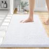 imageSmiry Luxury Chenille Bathroom Rugs 24x16 Extra Soft and Absorbent Shaggy Bath Mat Machine Washable NonSlip Plush Carpet Runner for Tub Shower and Floor Home Decor Accessories White