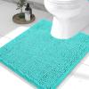 imageSmiry Luxury Chenille Toilet Rugs UShaped 24x20 Soft Absorbent NonSlip Contour Bathroom Rugs for Toilet Machine Washable Contoured Bath Mats Turquoise