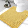 imageSmiry Luxury Chenille Toilet Rugs UShaped 24x20 Soft Absorbent NonSlip Contour Bathroom Rugs for Toilet Machine Washable Contoured Bath Mats Yellow
