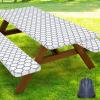imageSmiry Picnic Table Cover with Bench Covers Waterproof Elastic Fitted Tablecloth for 6 Foot Tables Washable Polyester Tablecloths for Camping Indoor ampamp Outdoor Teal 30x72 Inch 3pc SetWhite