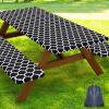 imageSmiry Picnic Table Cover with Bench Covers Waterproof Elastic Fitted Tablecloth for 6 Foot Tables Washable Polyester Tablecloths for Camping Indoor ampamp Outdoor Teal 30x72 Inch 3pc SetBlack