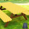 imageSmiry Picnic Table Cover with Bench Covers Waterproof Elastic Fitted Tablecloth for 6 Foot Tables Washable Polyester Tablecloths for Camping Indoor ampamp Outdoor Teal 30x72 Inch 3pc SetYellow