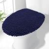 imageSmiry Soft Chenille Bathroom Toilet Lid Cover Machine Washable Covers 175x15 Fits Most Round Elongated and Oblong Lids Accessories Decor WhiteNavy Blue