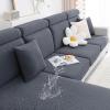 imageSmiry Waterproof Couch Cushion Covers Stretch Jacquard Thick Sofa Cushion Covers Washable Seat Slipcover Elastic Furniture Protector for Pets Kid 3PC GreyGrey
