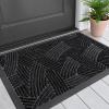 imageSmiry Welcome Door Mat Outside Entrance Heavy Duty Trap Dirt and Moisture Easy Clean Low Profile Patio Porch Indoor Outdoor Front Doormat for Entry 295x17 Inch BlackWelcomeBlackGeometric