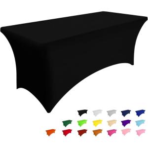 imageSmiry 2 Pack Spandex Table Cloth 6FT Elastic Fitted Stretch Tablecloths Washable and Wrinkle Free Rectangular Patio Table Cover for Outdoor Wedding Banquet ampamp Parties Navy 72Lx30Wx30H InchBlack