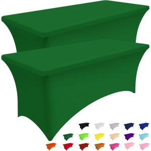 imageSmiry 2 Pack Spandex Table Cloth 6FT Elastic Fitted Stretch Tablecloths Washable and Wrinkle Free Rectangular Patio Table Cover for Outdoor Wedding Banquet ampamp Parties Navy 72Lx30Wx30H InchEmerald Green