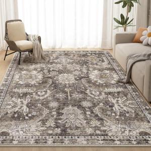imageSmiry Area Rugs for Living Room Bedroom Machine Washable 5x7 Vintage Rug Soft Plush Bedside Floor Carpet for Farmhouse Nursery Kitchen Laundry Home Decor BeigeMixed Beige