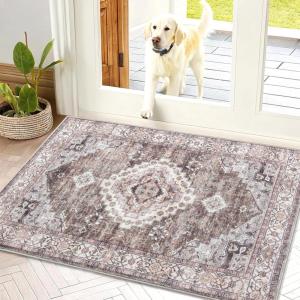 imageSmiry Area Rugs for Living Room Bedroom Machine Washable 5x7 Vintage Rug Soft Plush Bedside Floor Carpet for Farmhouse Nursery Kitchen Laundry Home Decor BeigeBrown