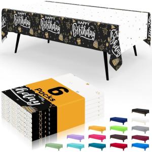 imageSmiry Disposable Table Cloth  6 Pack 54 x 108 Inch Waterproof Rectangle Tablecloths for Parties Decorative Plastic Table Cover Leakproof ampamp Sturdy NavyBlack  White