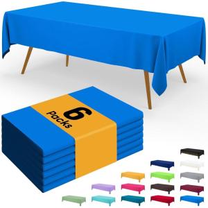 imageSmiry Disposable Table Cloth  6 Pack 54 x 108 Inch Waterproof Rectangle Tablecloths for Parties Decorative Plastic Table Cover Leakproof ampamp Sturdy NavyBlue
