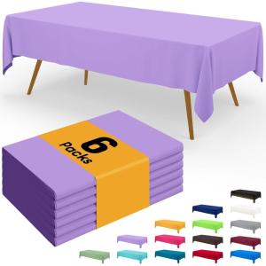 imageSmiry Disposable Table Cloth  6 Pack 54 x 108 Inch Waterproof Rectangle Tablecloths for Parties Decorative Plastic Table Cover Leakproof ampamp Sturdy NavyLavender